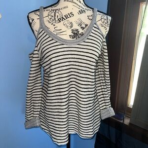 LAmade Cold Shoulder Striped Shirt